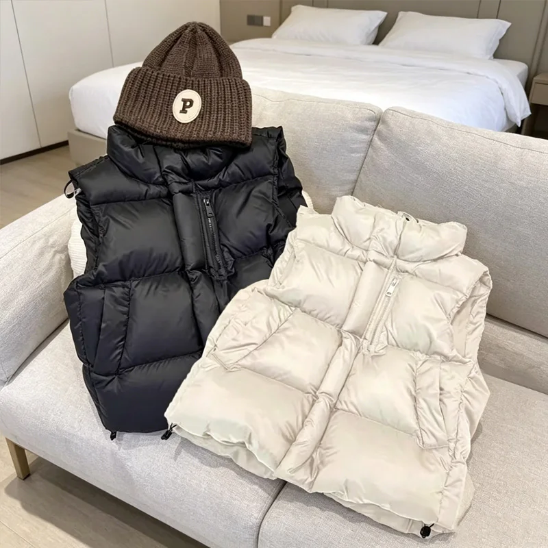 Unisex Kids Down Vest Boys Girls Toddler Warm Waistcoat Children Stand Collar Sleeveless Jacket Toddler Autumn Winter Clothing