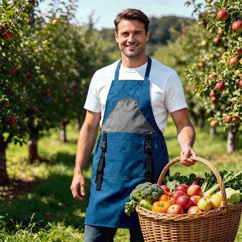 Gartenschürze mit Tasche, Ernteschürze für Gartenbau, Landwirtschaft und Ernte, wasserbeständig, Obstpflückschürzen D2RD – Detail 5