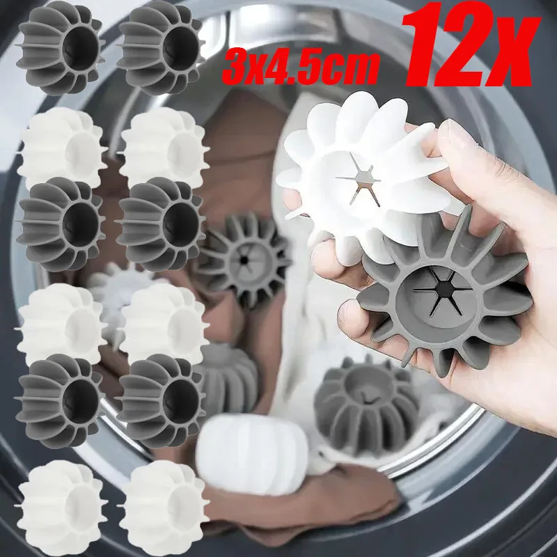 12/1pcs Silicone Laundry Balls Clothes Stain Removal and Knot Prevention Cleaning Ball Reusable Pet Hair Remover Cleaner Tools