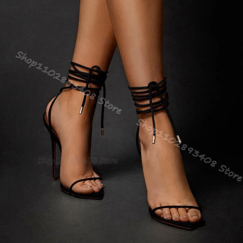 Karmozijnrode Enkelband Stiletto Sandalen Open Teen Eenvoudige Stijl Hoge Hakken Sexy Schoenen Zomerjurk Party Sandalen Zapatos Para Mujere