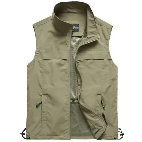 Imagen 2 del producto Chaleco de verano para hombre, chaleco de trabajo de talla grande, chaqueta sin mangas de Golf, cortavientos táctico, caza, Camping, pesca, abrigo impermeable, Parka