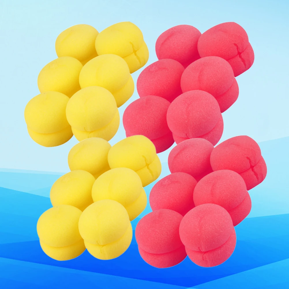 

4Sets Hair Curler Sponge Ball DIY Styling Tool Mushroom Design Lightweight Durable Easy to Clean for Women Home Use Red Yellow