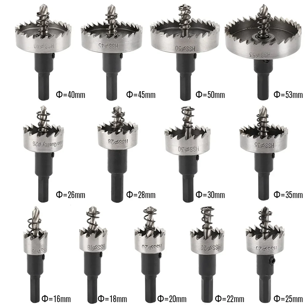 

13pcs 16-53mm Carbide Tip HSS Drills Bit Hole Saw Set Stainless Steel Metal Alloy Drills Bit