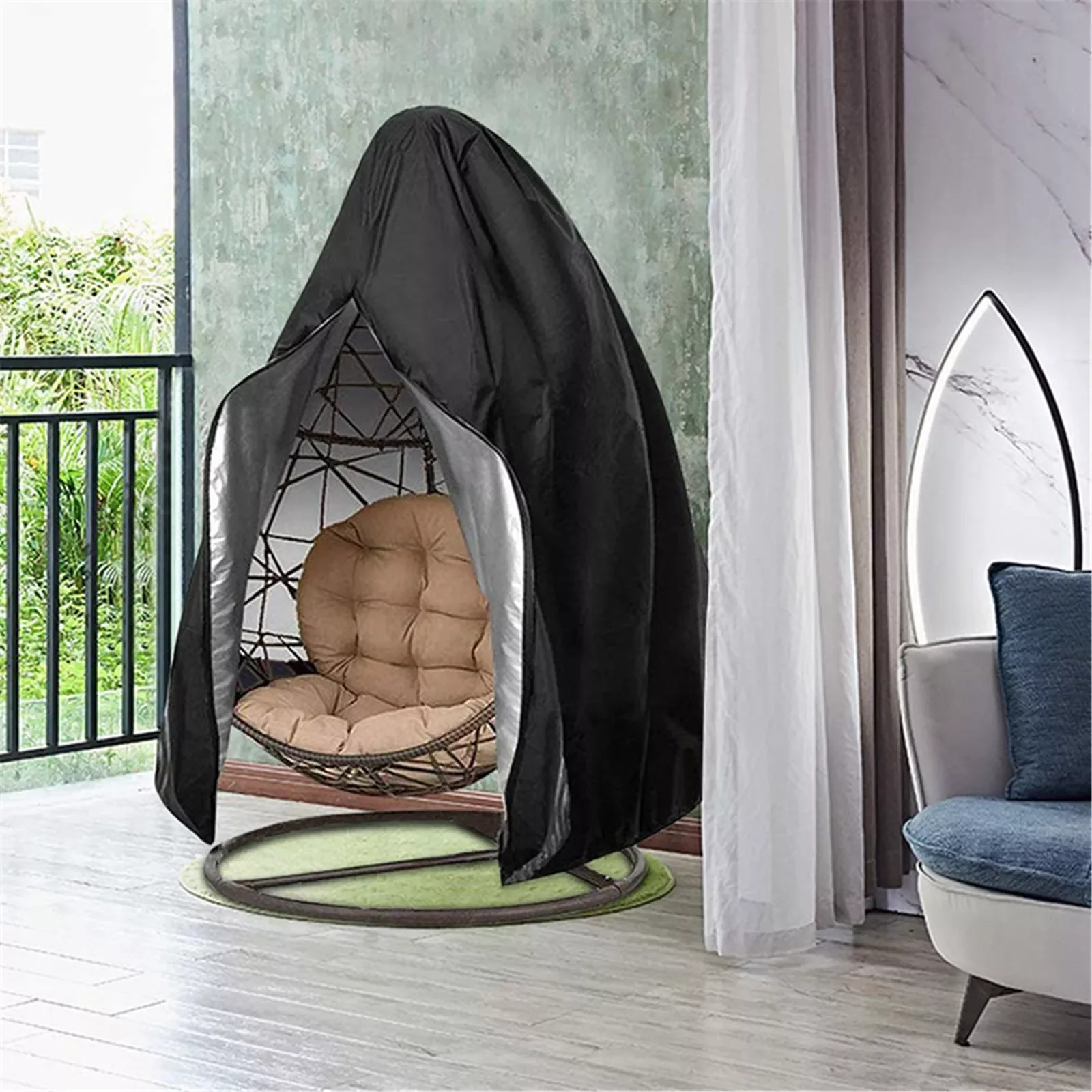 

Egg Chair Cover Outdoor Swing Chair Cover Waterproof Anti-dust With Zipper 210D Oxford Fabric Garden Chair Protector