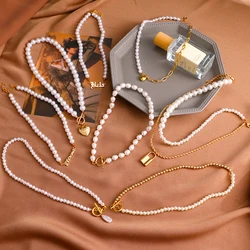 DAXI Pearl Choker Necklaces for Women 2023 Vintage Geometric Necklaces & Pendants Vintage Gold Color Femme Jewelry