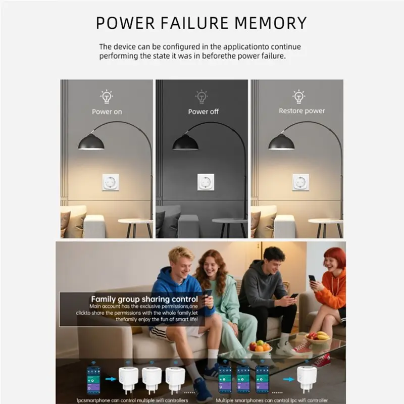 Smart Plug Outlet Tuya Matter With Voice Control Timer Function 16A Smart Socket Outlet With Metering EU Plug-[jyqn A78G]