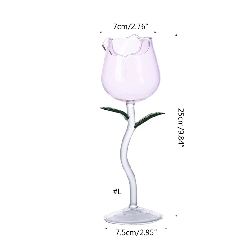 Wine Glass Rose Flower Goblet Lead-Free Red Wine Cocktail Glasses for Home Dropship