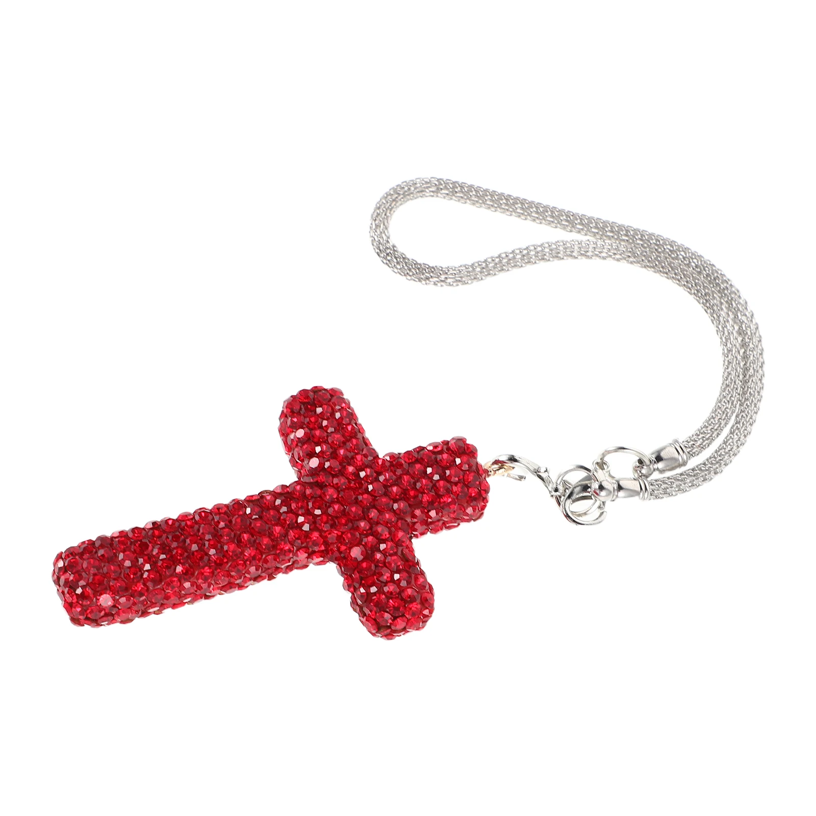 

Glittering Rhinestone Cross Pendant For Car Interior Universal Fit Hardwearing Luxury Auto Hanging Ornament Religious Car