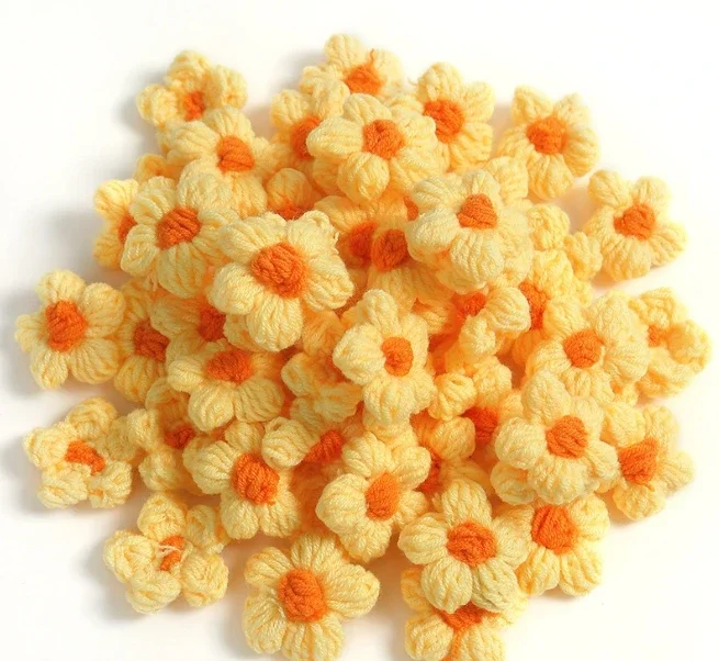 10pcs Knitting Flower Head Crocheted Yarn Bouquet Ornament Carnation Hand-woven Hairpin Pin Brooch DIY Sewing Accessories