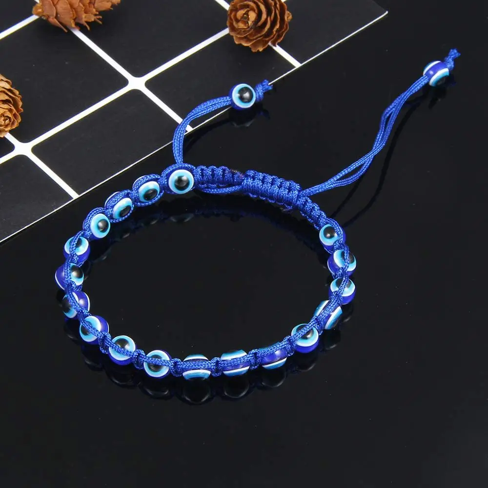 2Pcs/lot Amulet Evil Blue Eye Bracelet for Women Men Adjustable Rope Braided Bead Bracelets Couple Jewelry Friendship Gifts