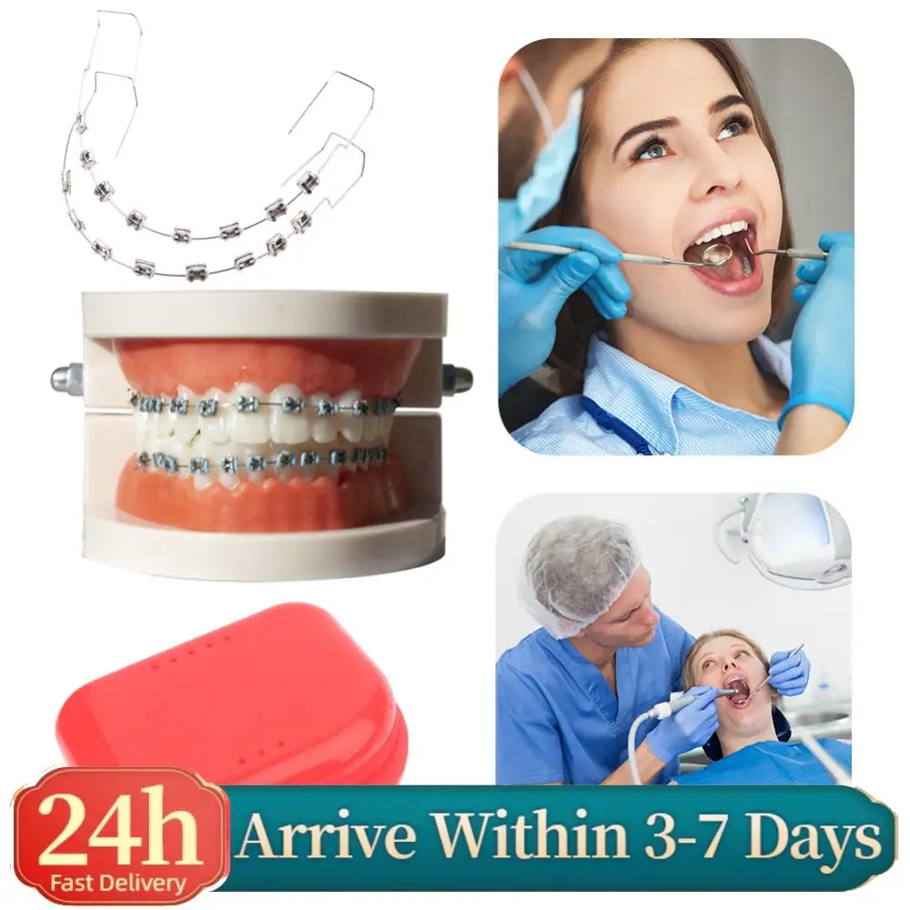 

1 пара цветных декоративных брекетов для зубов с коробкой для хранения, модные металлические держатели для ежедневной защиты зубов