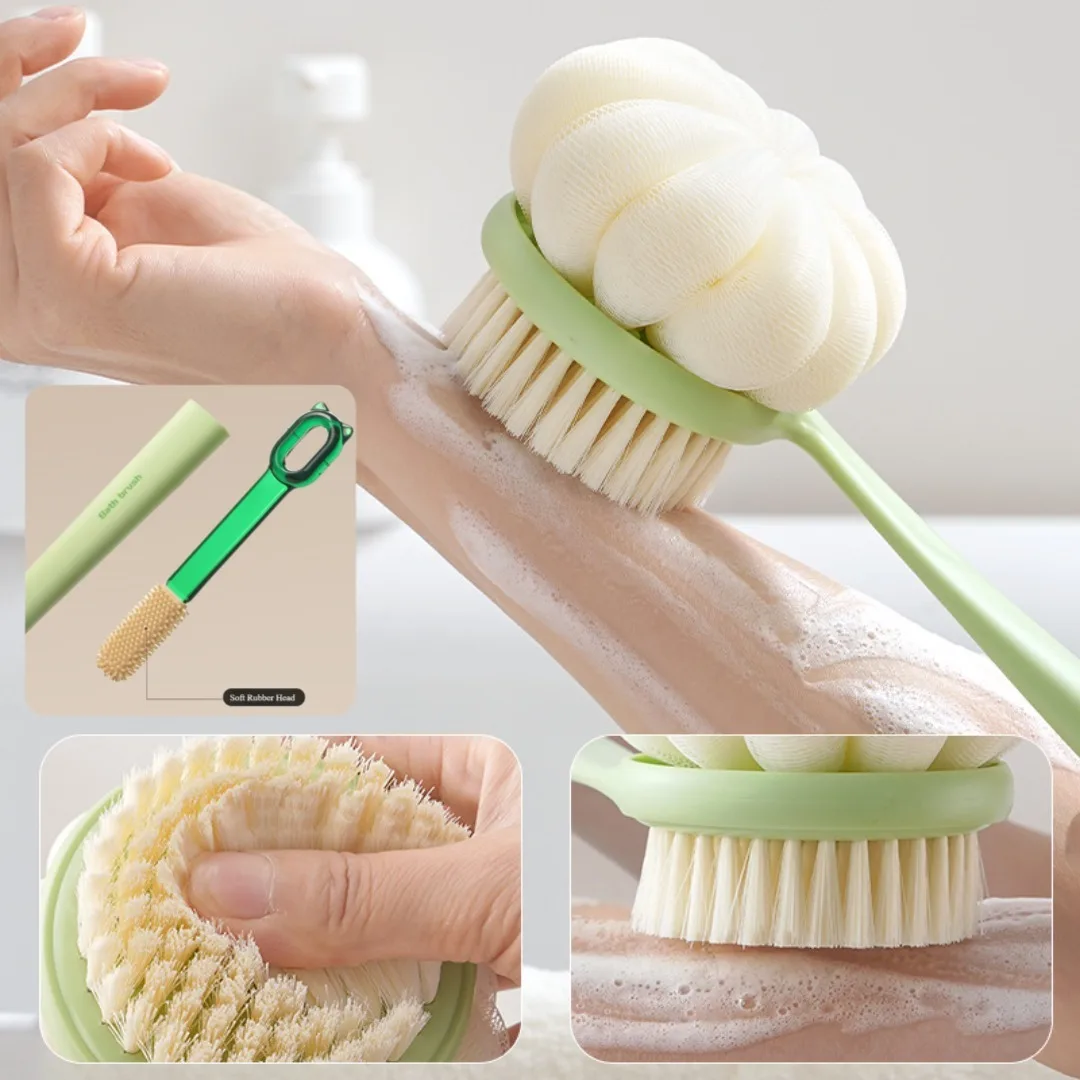 3 في 1 فرشاة تنظيف الظهر الناعمة حمام دش فرشاة تنظيف الجسم مع مقبض التقشير فرك العناية بالجسم مدلك حمام المورد #3