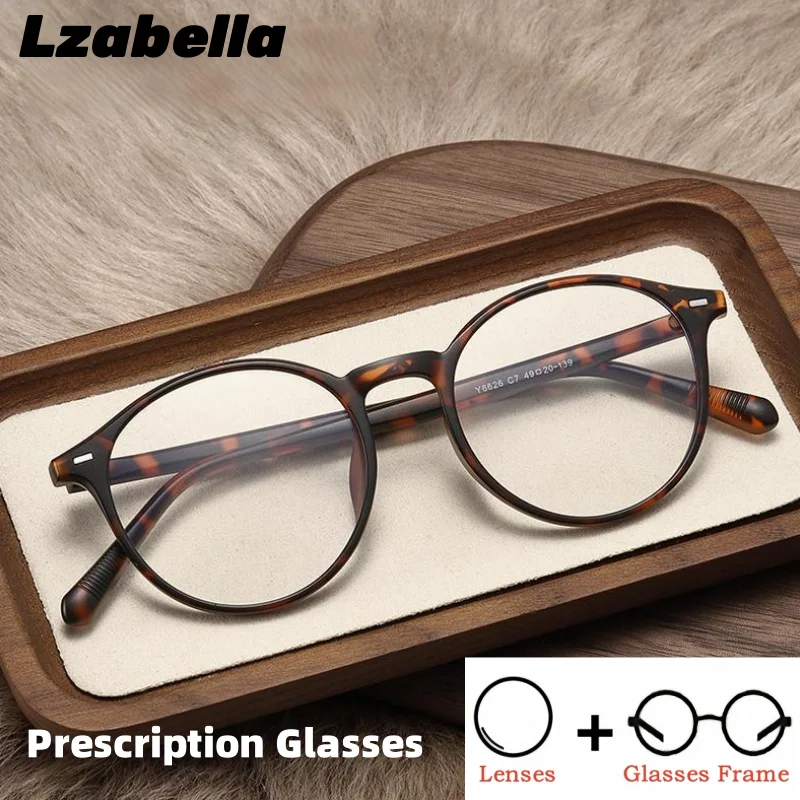 

Lzabella Retro Tortoise Round Prescription Men's and Women's Round Myopia Hyperopia Custom Glasses Progressive Optics Y6626