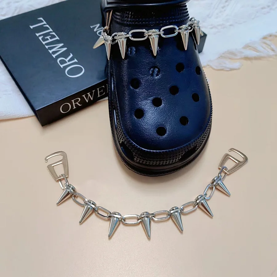 سلاسل أحذية عصرية ورائعة، زخارف أحذية تسد الأمازون الأكثر مبيعًا عبر الحدود، إكسسوارات قابلة للفصل ذاتية الصنع، مسامير معدنية، سلاسل برشام، سلسلة مضادة للذئب #5