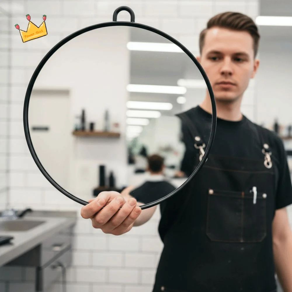 

Современное круглое подвесное зеркало профессиональное с отверстиями для крепления, парикмахерское зеркало для стрижки, легко устанавливается