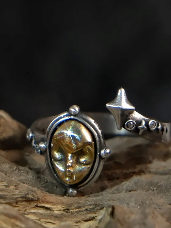 

Кольцо Lilith Star для мужчин и женщин, серебряное кольцо 925 пробы на указательный палец, художественное кольцо ручной работы, модное ювелирное украшение