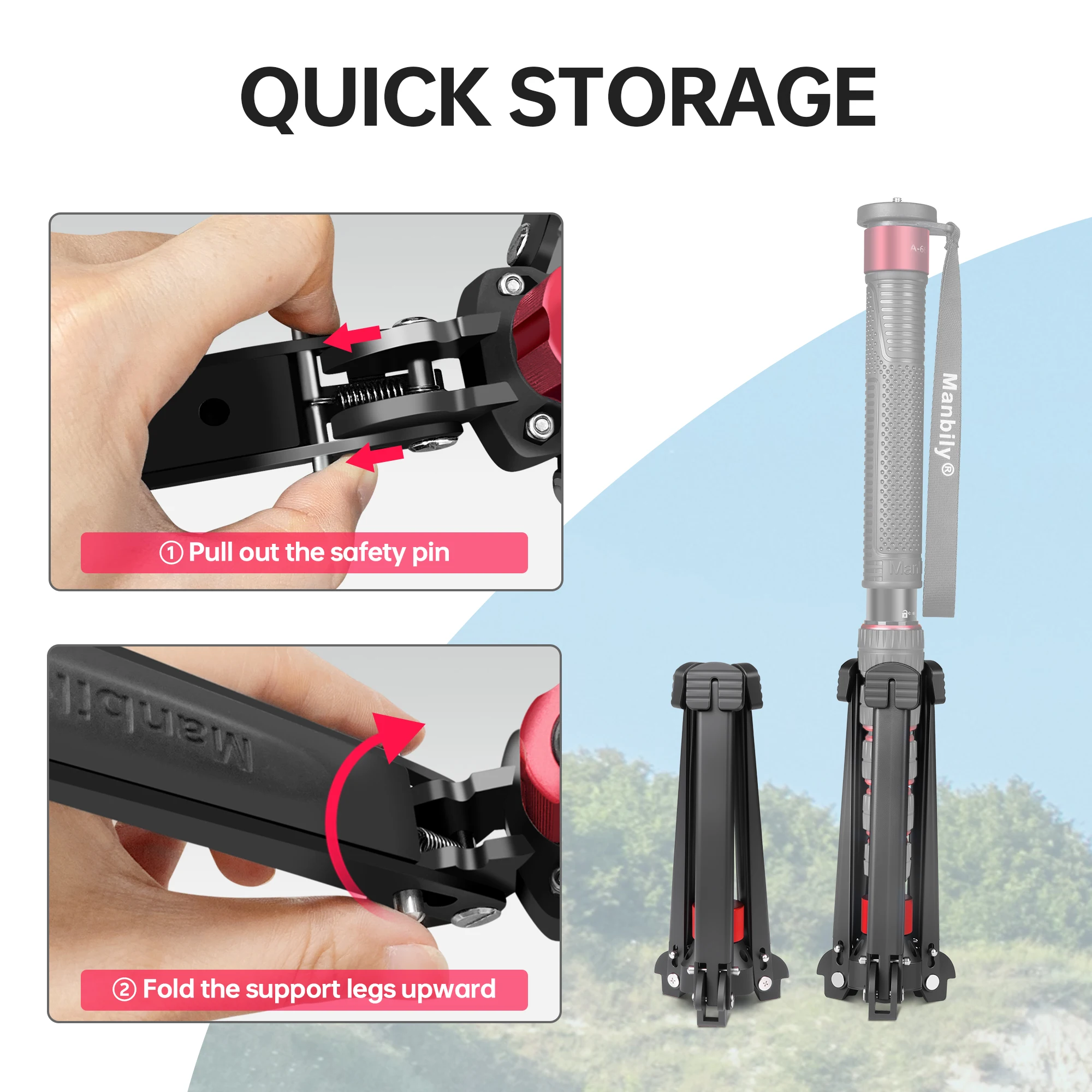 Manbily M-5 Aluminium-Halterung Stativ-Stützhalterung mit 3/8-Zoll-Schraubenadapter Fotografie-Einbeinstativ-Basis – Detail 7