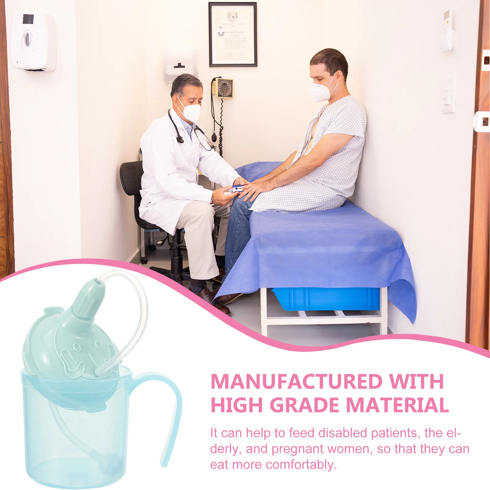 

Герметичная трансвеститная чашка для кормления, прочная безопасная соломинка, жидкая диета для пожилых пациентов, многофункциональная больничная чашка с защитой от разливов