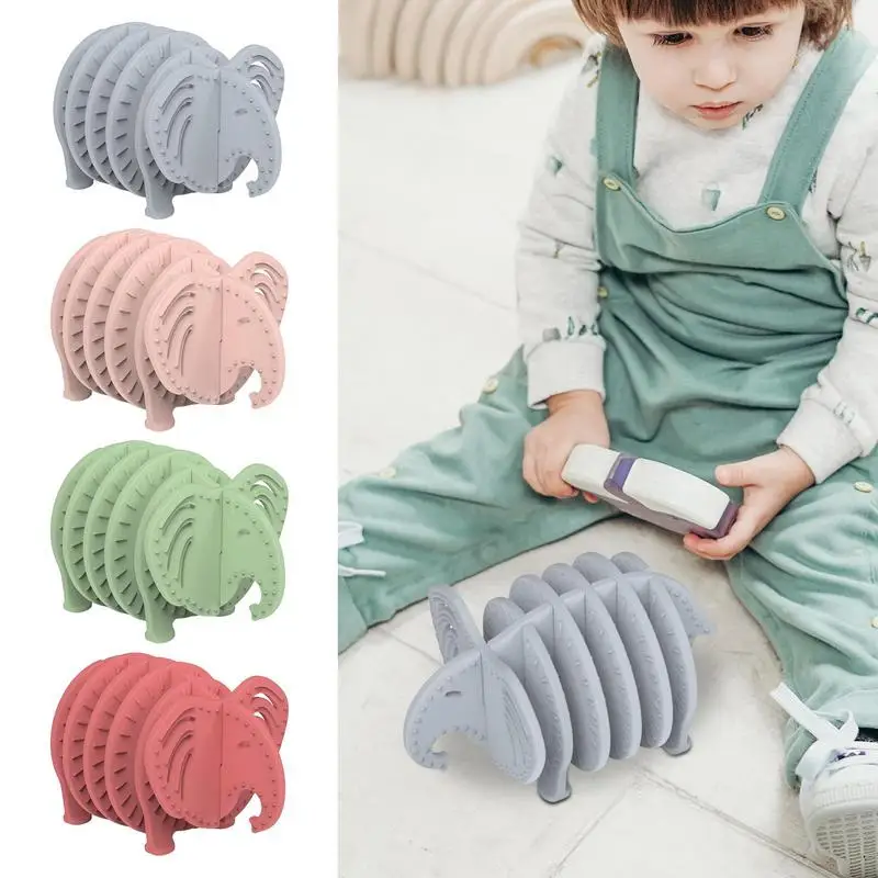 

Silicone Children's Puzzle Toys 3D Elephant Puzzle Toy Silicone Interlocking Jigsaw Puzzle Learning Aids Simple Animal Puzzles