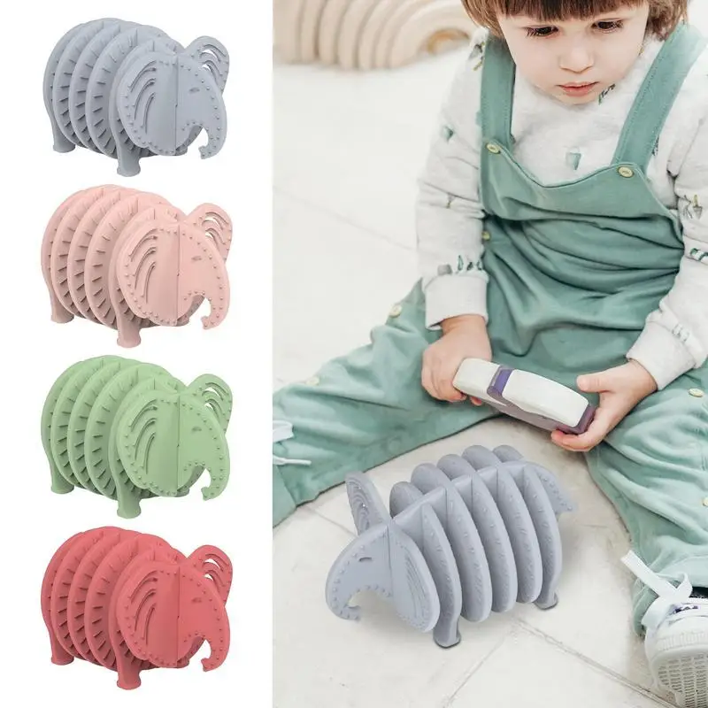 Silicone Children's Puzzle Toys 3D Elephant Puzzle Toy Silicone Interlocking Jigsaw Puzzle Learning Aids Simple Animal Puzzles