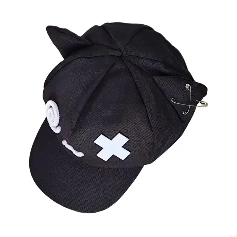 

2025 New Stylish Adjustable Cats Ear Baseball Hat Funny Emoticon Print Practical Polyester