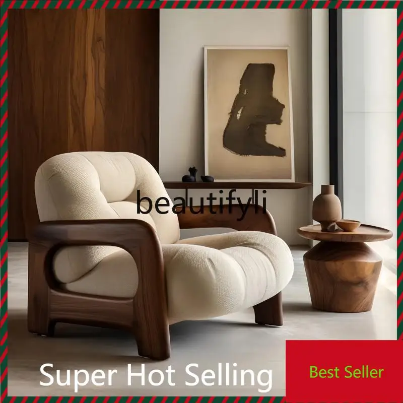 

A71 Designer single antique sofa chair living room balcony leisure advanced wabi sabi single chair