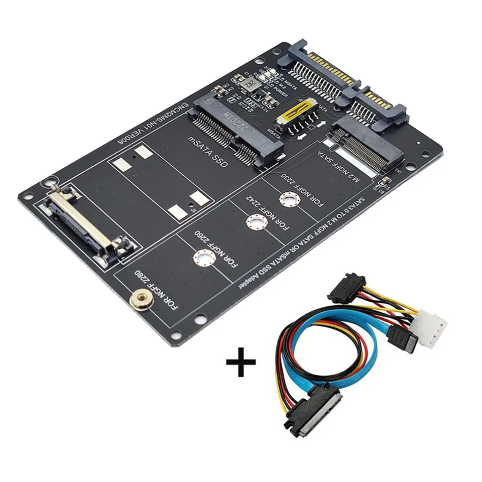2-in-1コンバーターカード,msata to sata3.0,B-Mピン,m.2 ngff 2230