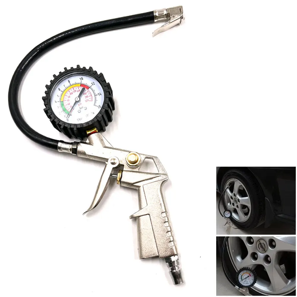 Tire Pressure Gauge For Car Motorcycle SUV Inflator Pumps Tire Repair Tools Pressure Gun Type For Air Compressor Durable