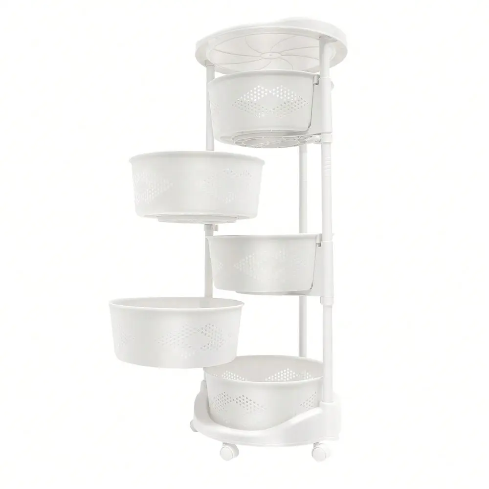 

Layer Kitchen Rotating Organizer Rack Fruit Vegetable Storage Basket W Wheels