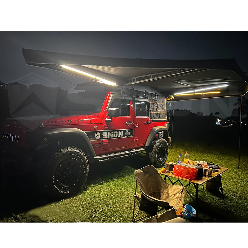 360 Car Awning,2.5M 270 Degree Awning 4wd 4x4 Offroad  270 Awning Free Standing Waterproof Self Supporting,With Led Light