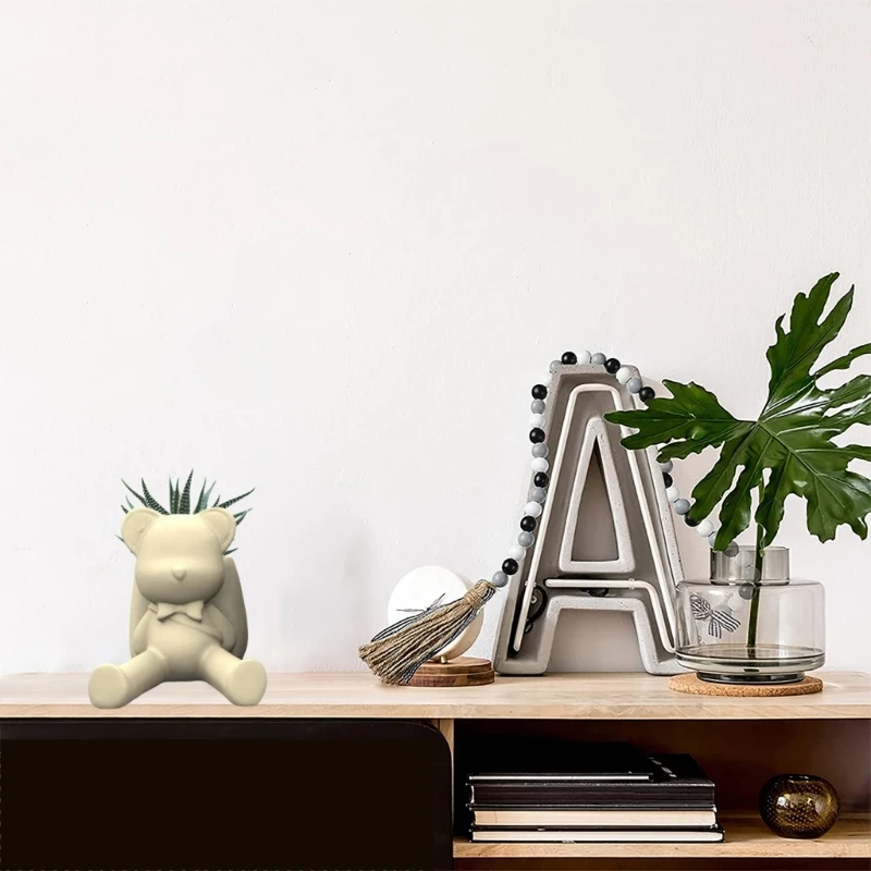 Concrete Moulds Plant Pots Mold Bear with Bag Shaped Hand-making Silicone Molds