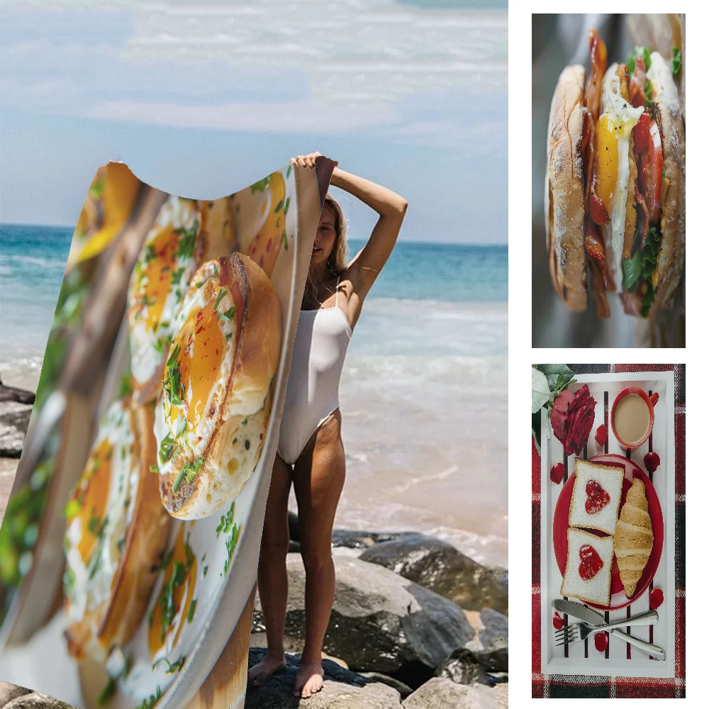 

Breakfast Wallpapers Towel Thickened Absorbent Bath Towel Soft Face Towel for Home