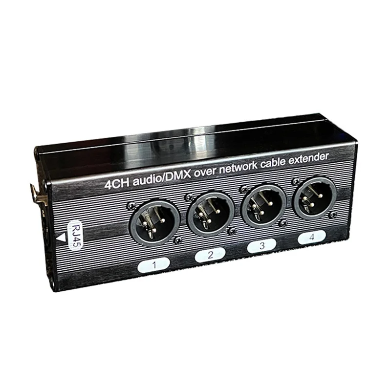 CJSD-1Pc 4-Channel 3-Pin XLR Audio And DMX Over Network Cable Extender, DMX512 Network Signal Extender , Male Easy Install