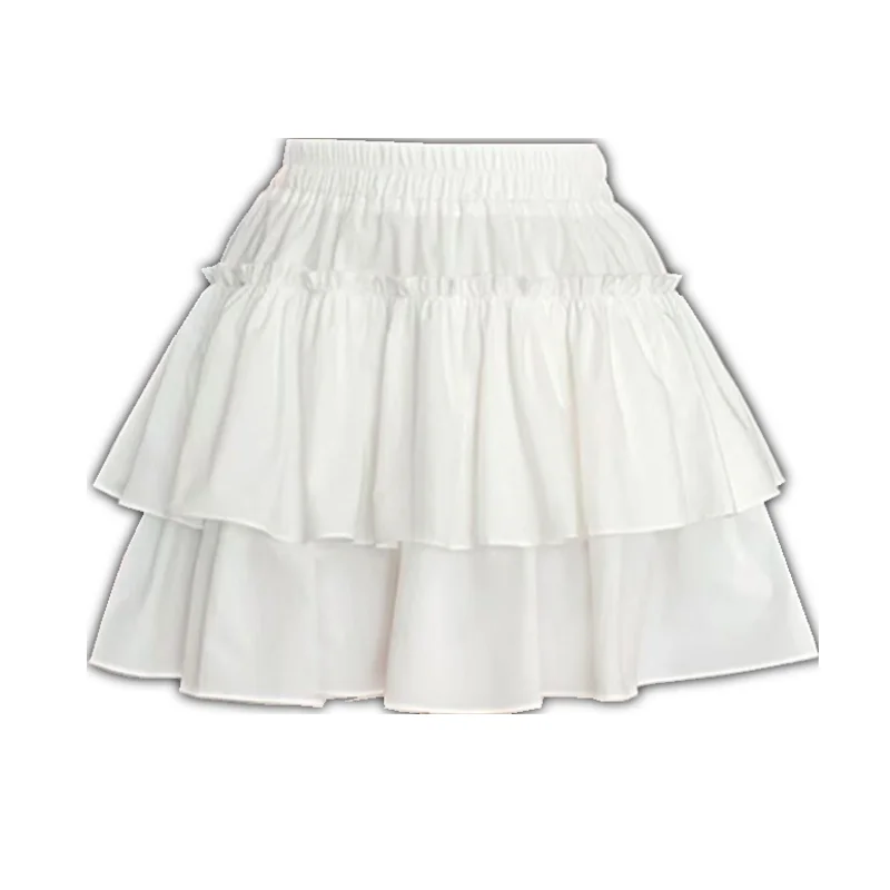 White Puffy Ballet Skirt Women's Summer 2025 New Sweet Cake High Waist Slim A-Line  Skirt Casual Style Polyester Fiber