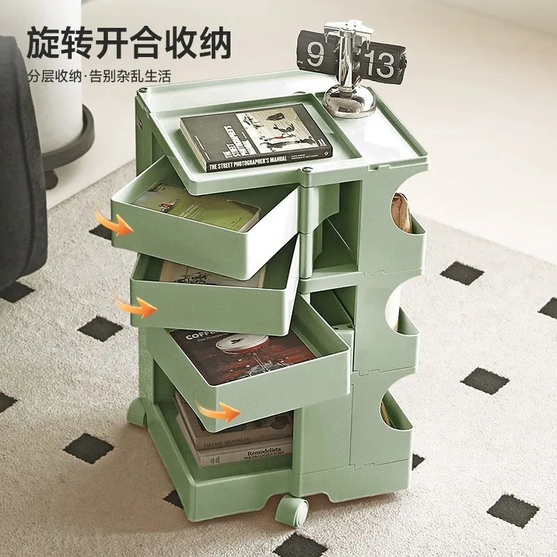 Removable and rotatable cart shelf Multifunctional living room storage cabinet
