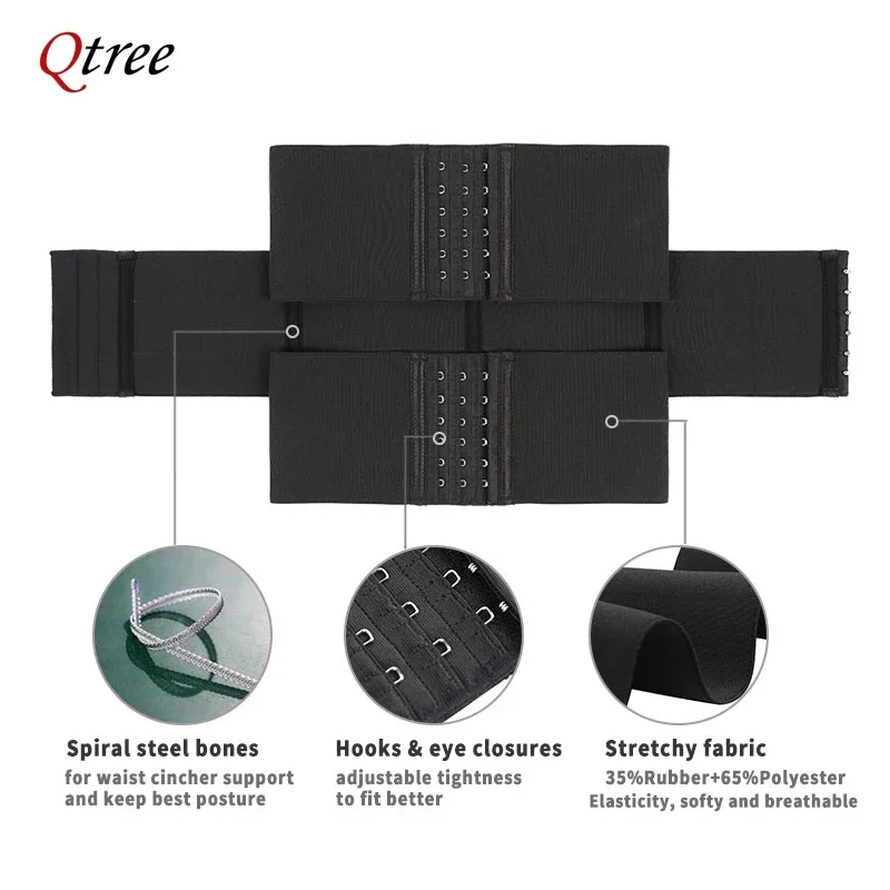 Qtree Waist Trainer Women Seamless Underbust Waist Corsets Cincher Slimming Belt Adjustable Workout Girdle Hourglass Body Shaper