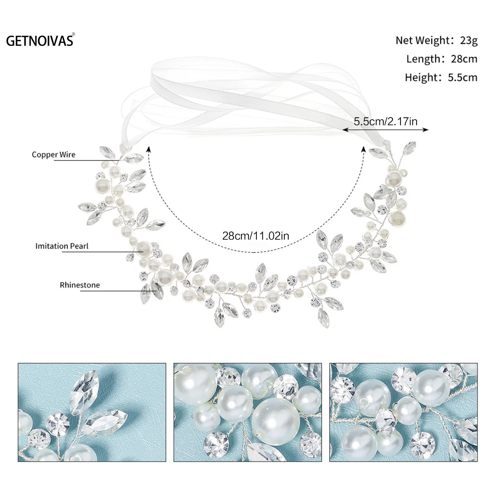 حجر الراين كريستال اللؤلؤ عصائب ورقة على شكل هيرباند تيارا للنساء العروس الزفاف إكسسوارات الشعر مجوهرات الزفاف الشعر #6