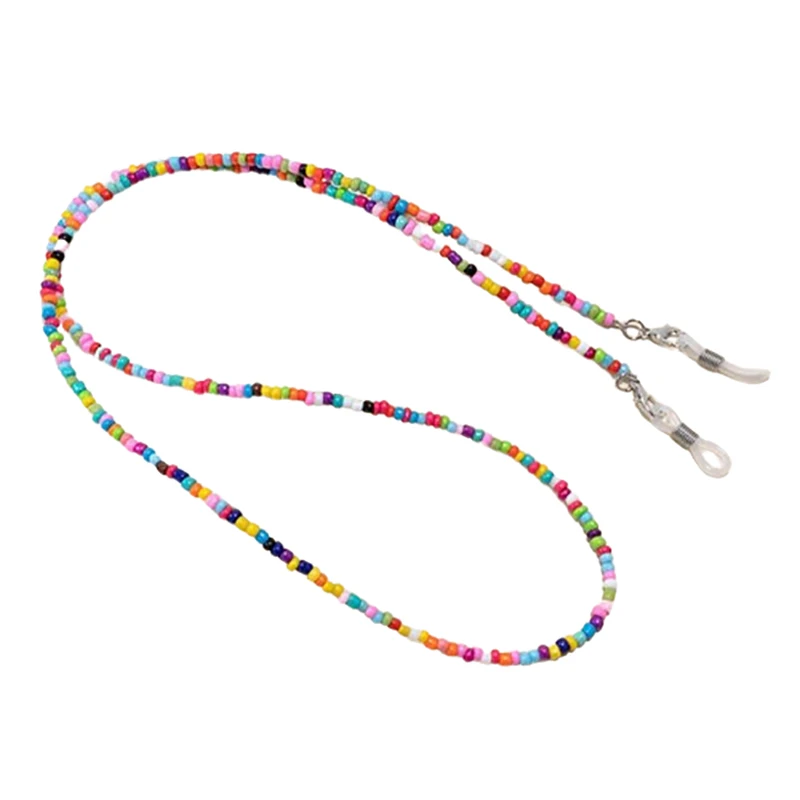 Colorful Rice Bead Glasses Chain Crystal Beaded Eyewear Lanyard Woman Face-Mask Strap Neck Cord Anti-Drop Sunglasses Holder Rope