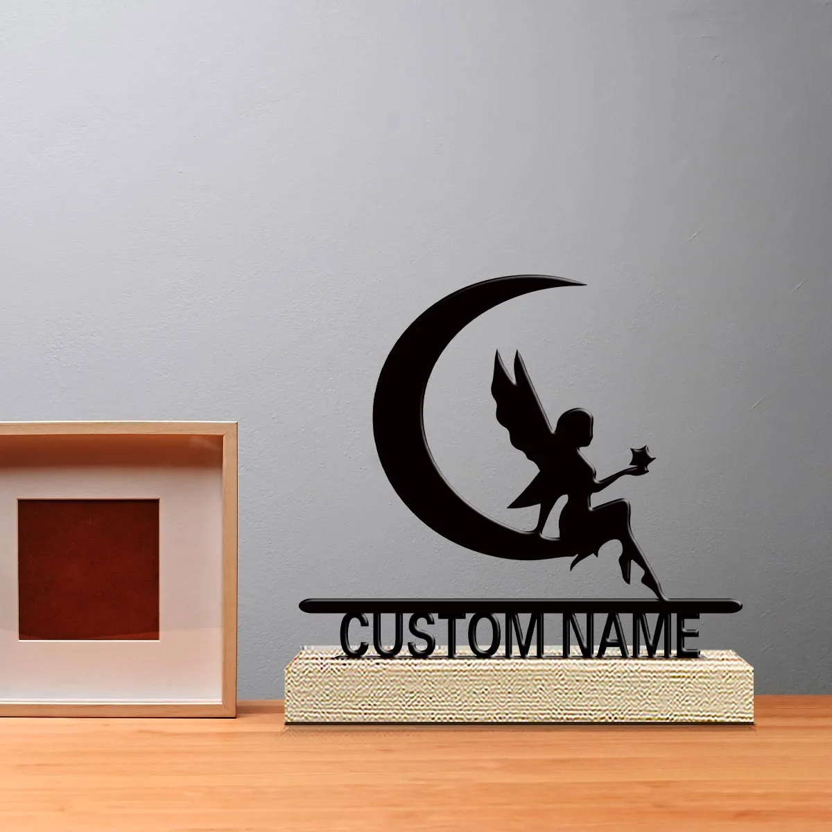 1pc Metal Ornaments with Customizable Names Customizable Name Equipped with A Wooden Base Festival Ornaments and Decorations