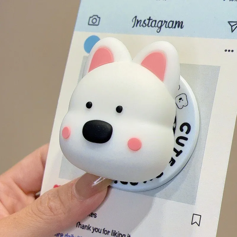 

Cute Cartoon White Dog For Magnetic Phone Grip Holder Foldable Stand for MagSafe Compatible Phones for iPhone 17 16 Pro Max