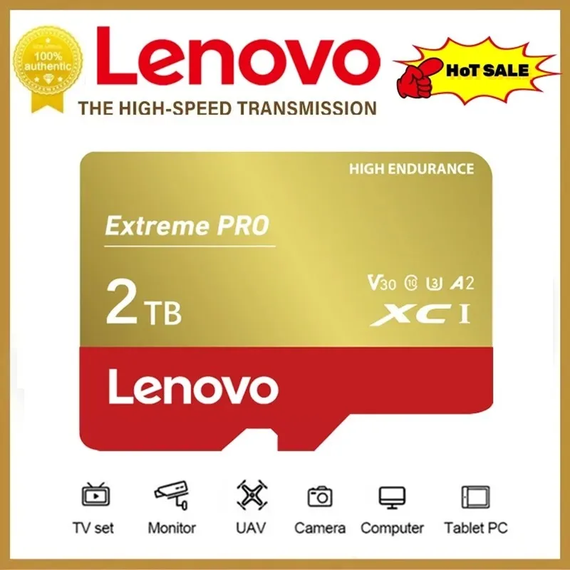 Scheda di memoria SD Lenovo da 2TB V30 scheda Micro TF/SD da 128GB classe 10 scheda di memoria Flash ad alta velocità scheda SD da 512GB da 256GB per telefono con fotocamera