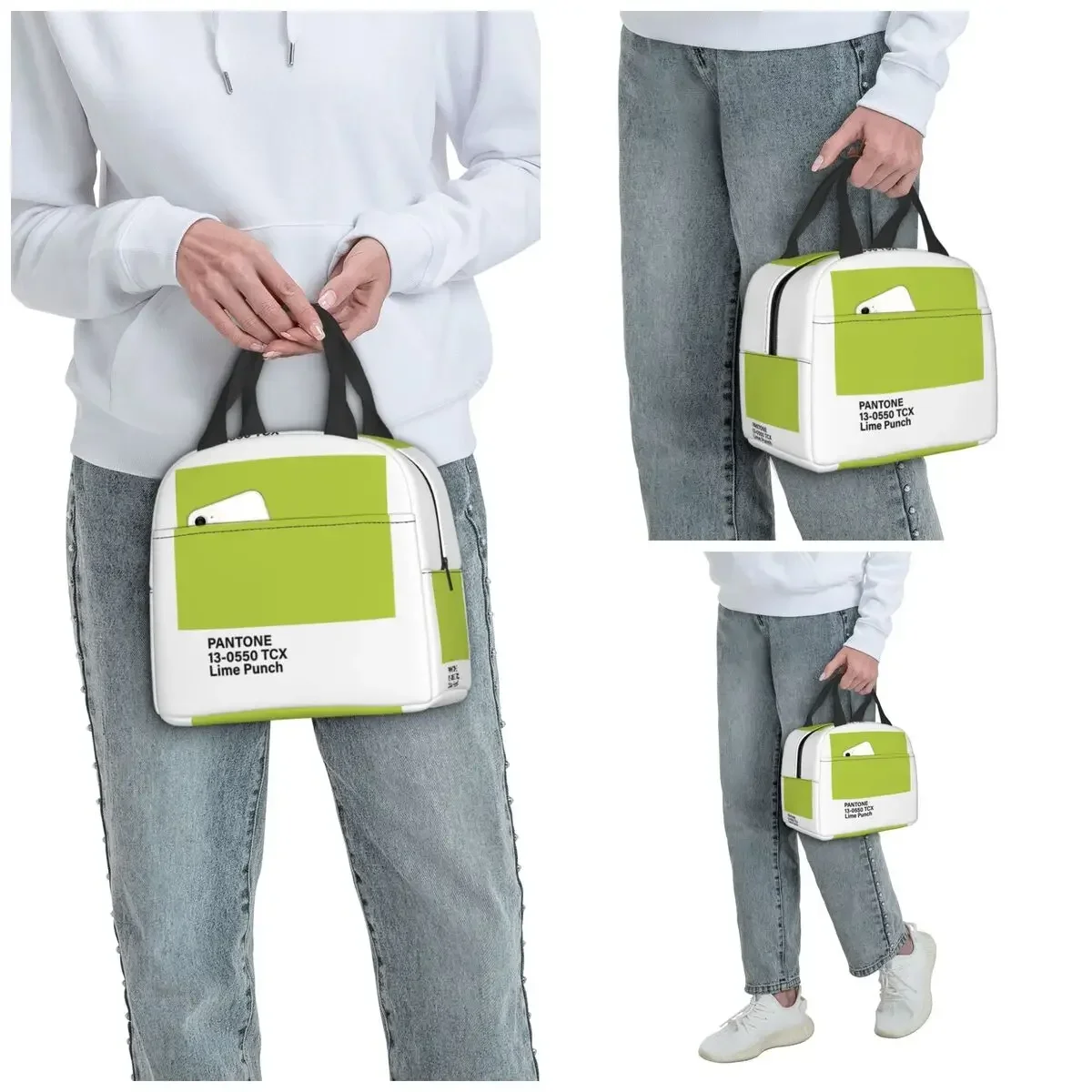 Pantone 13-0550 TCX Lime Punch Insulated Lunch Bag for Kids School Cooler Thermal Food Box Tote Leakproof Lunch Boxes Container