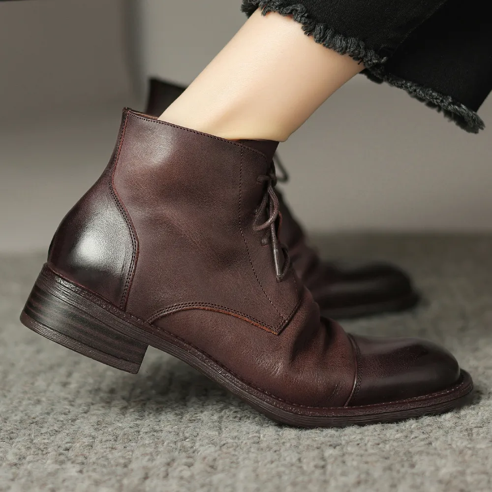 

Womens lace-up ankle boots high quality soft comfortable casual female 2023 autumn new shor booties high quality shoes for women