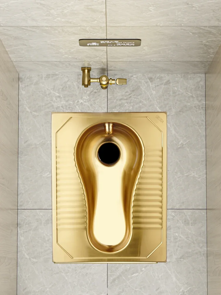 بار مرحاض القرفصاء الذهبي KTV على الطراز الأوروبي، مرحاض القرفصاء، مجموعة خزان دافق المرحاض القرفصاء #2