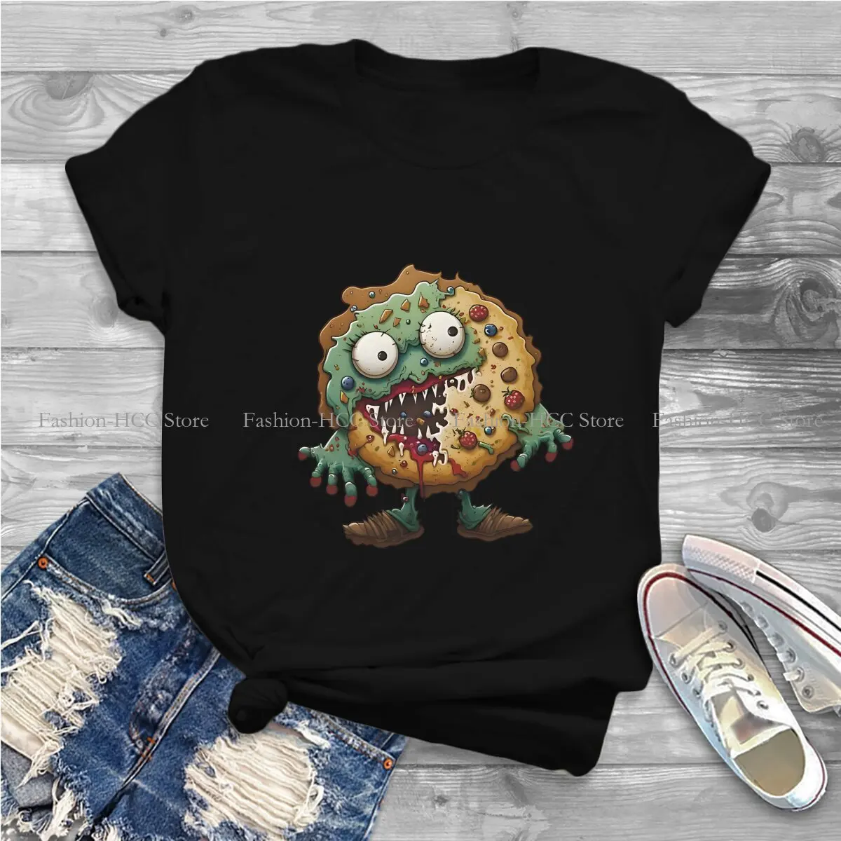 Cookie Monster Cartoon Polyester TShirt for Women Zombie Soft Summer Sweatshirts T Shirt Novelty New Design