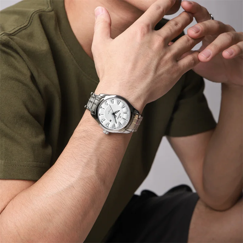 Marca NAVIFORCE, reloj informal sencillo para hombre, resistente al agua, de alta calidad, reloj de pulsera de cuarzo con banda de acero inoxidable