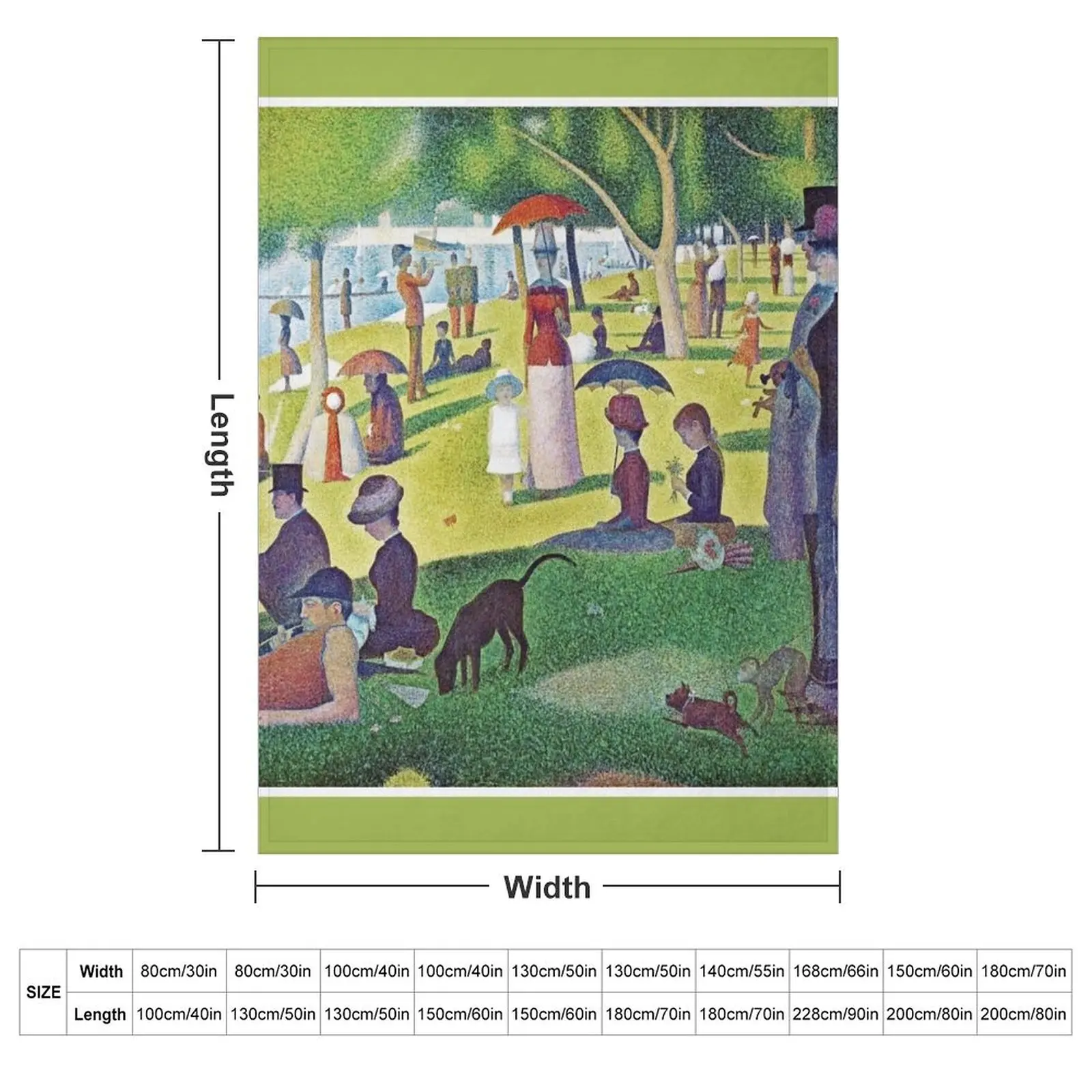 Seurat's A Sunday Afternoon on La Grande Jatte - Fine Art Pointillism Throw Blanket
