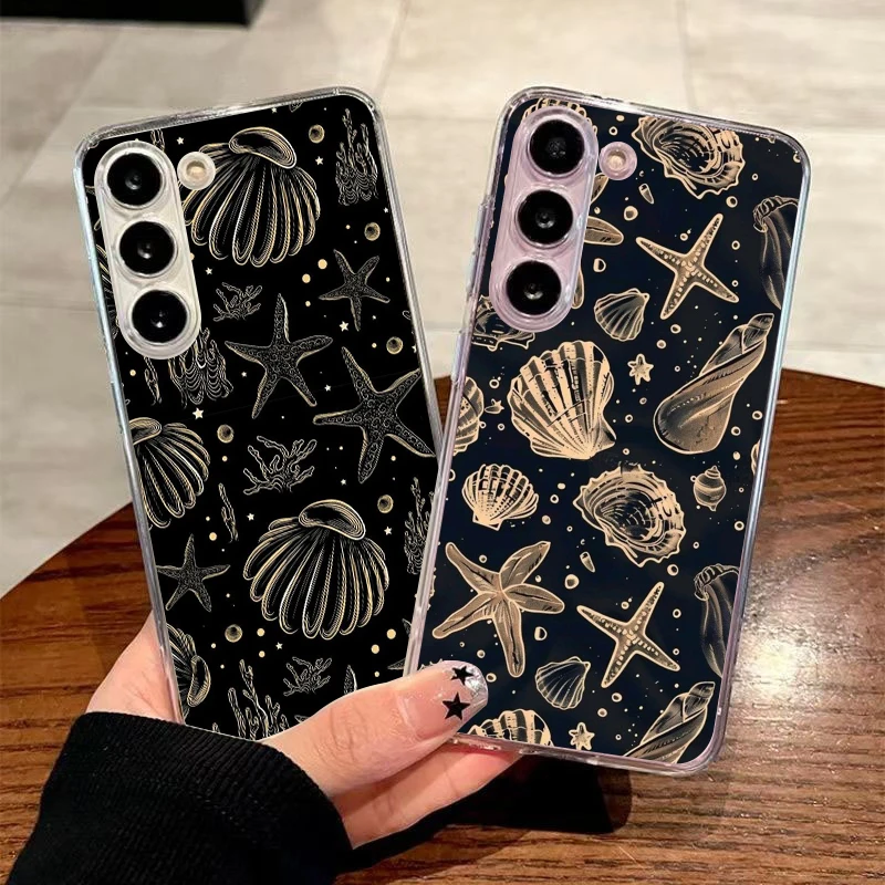 Transparent Phone Case for Samsung Galaxy A16 A14 A12 A22 A24 A37 A56 A57 A42 A30 A40 5G Soft TPU Cover Seaside Shells Present