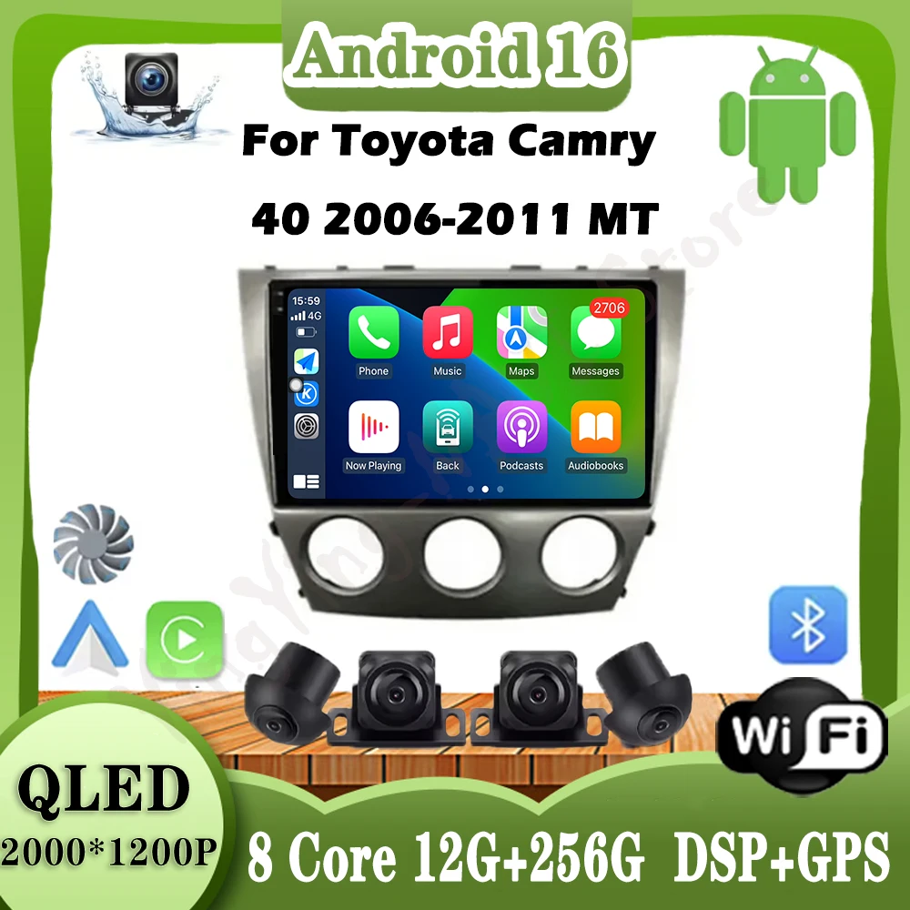 

Android 16 для Toyota Camry 40 2006-2011 MT автомобильный GPS Navi Carplay беспроводной плеер радио видео мультимедиа автодиаон