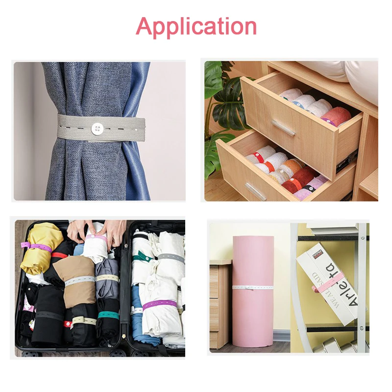 Elastic Storage Portable Organization Strap, Self-Adhesive Roll, Binding Belt, Clothes Storage Elastic Band, 10 Pcs